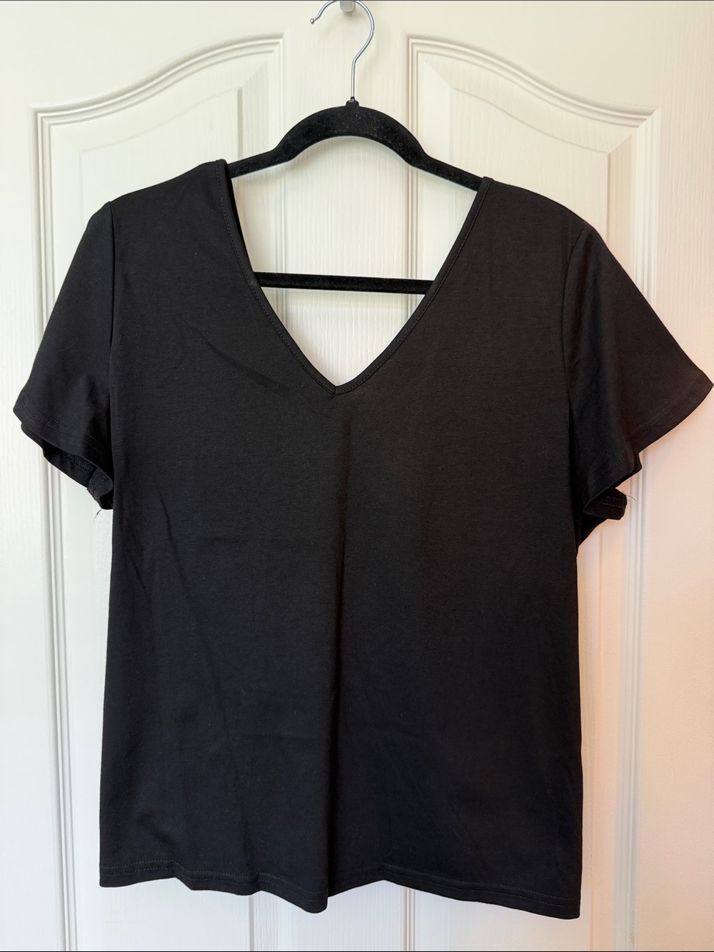 Classic V-Neck Black Women's Blouse